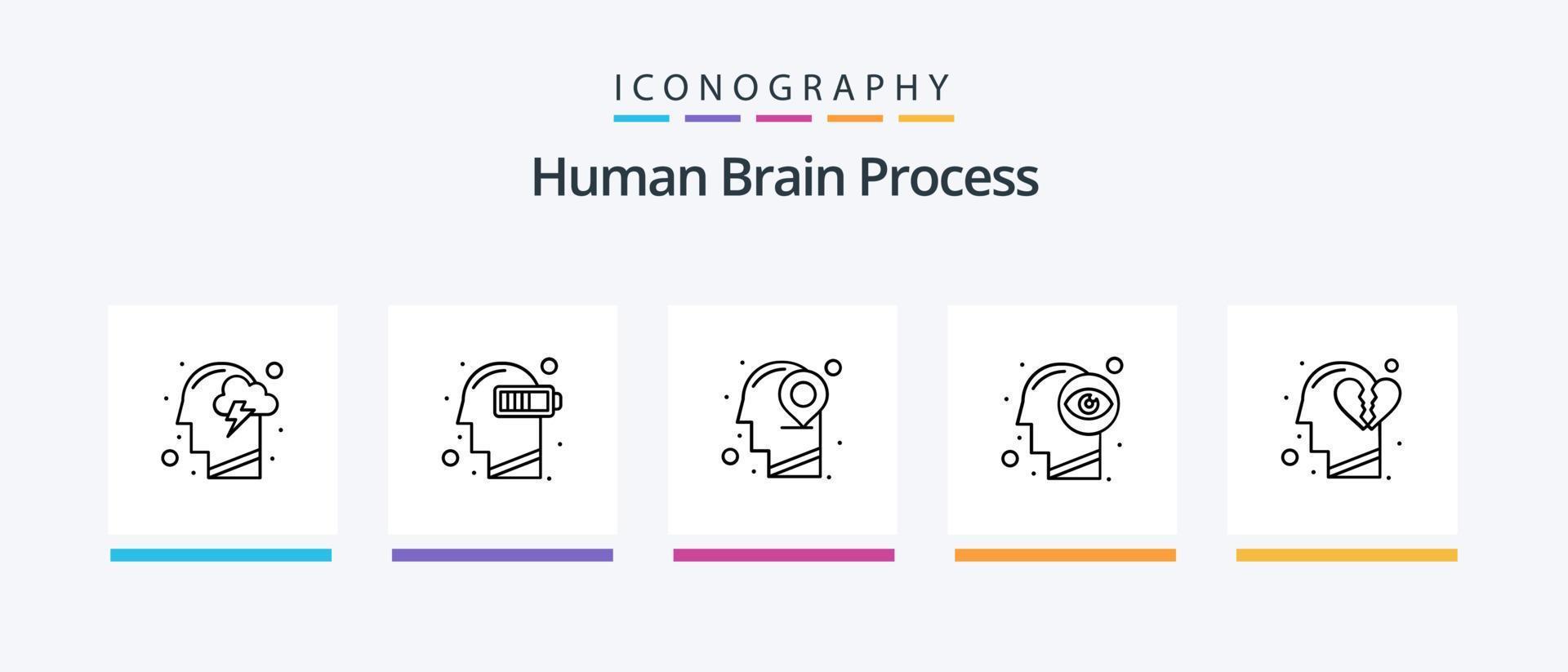 mänsklig hjärna bearbeta linje 5 ikon packa Inklusive sinne. plats. sinne. huvud. lösning. kreativ ikoner design vektor