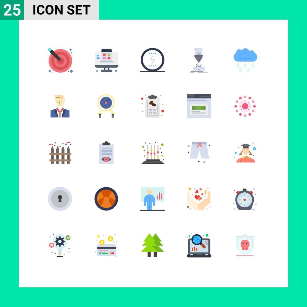 modern uppsättning av 25 platt färger pictograph av laser teknik app skärande seo redigerbar vektor design element