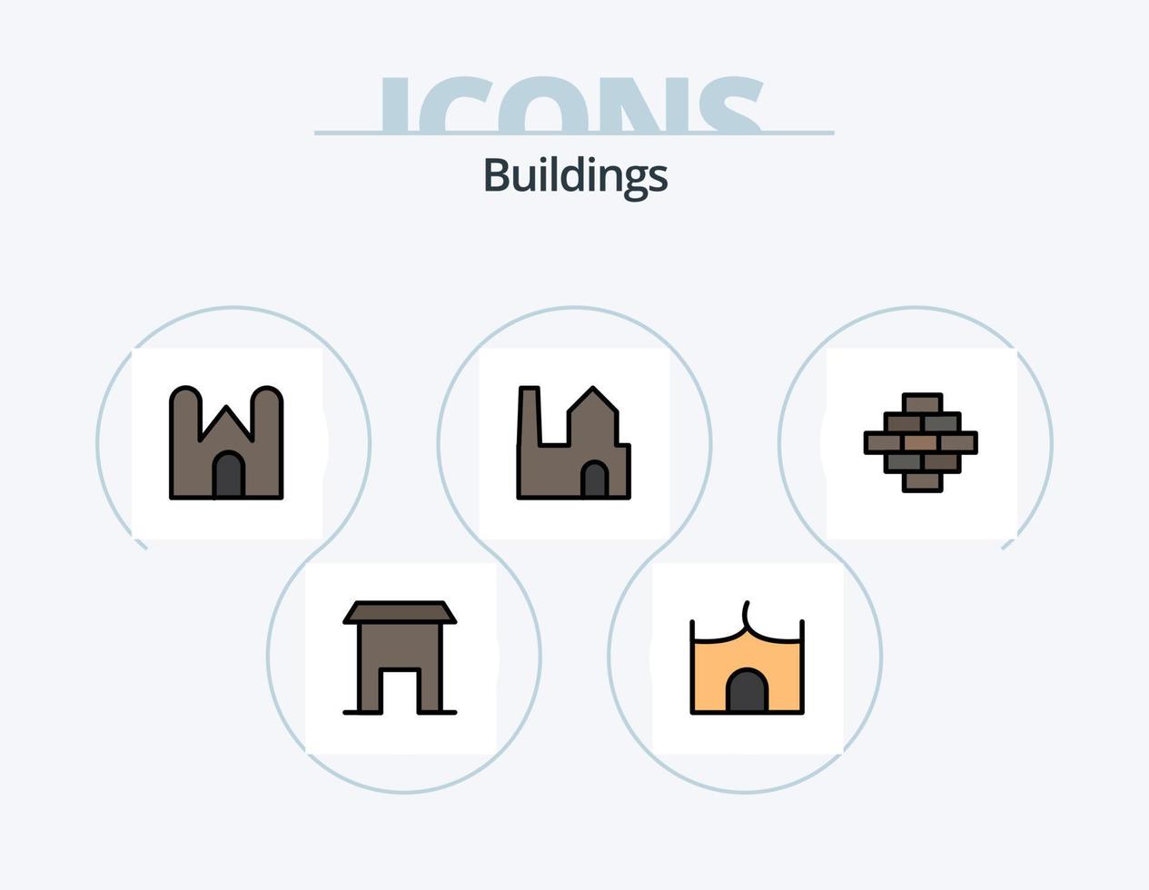 Gebäude Linie gefüllt Icon Pack 5 Icon Design. Industrie. Fabrikschornstein. Industrie. Fabrik. Marktplatz vektor