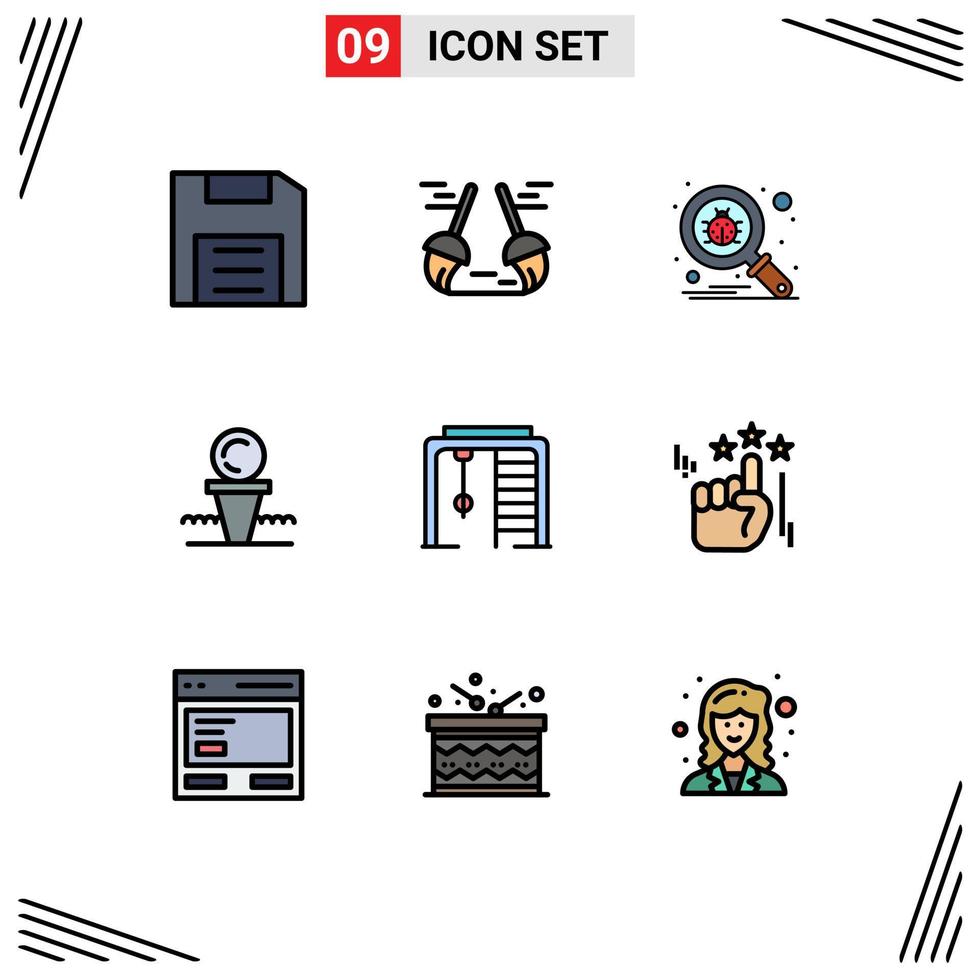 uppsättning av 9 modern ui ikoner symboler tecken för stå boll sopa domstol skydda redigerbar vektor design element