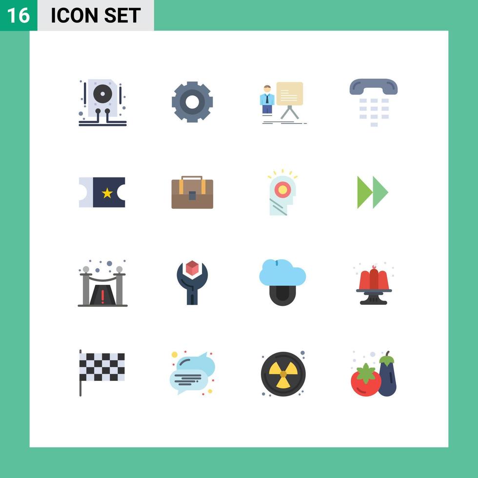 16 flaches Farbpaket der Benutzeroberfläche mit modernen Zeichen und Symbolen der Gerätekommunikation universelles Anrufdiagramm editierbares Paket kreativer Vektordesignelemente vektor