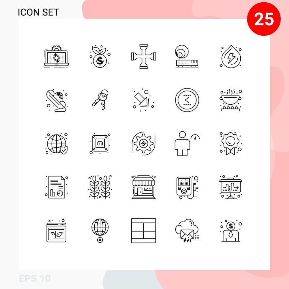 piktogram uppsättning av 25 enkel rader av nätverk hårdvara finansiera förbindelse verktyg redigerbar vektor design element