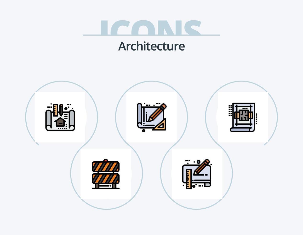 Architekturlinie gefüllt Icon Pack 5 Icon Design. die Architektur. Bank. machen. die Architektur. planen vektor