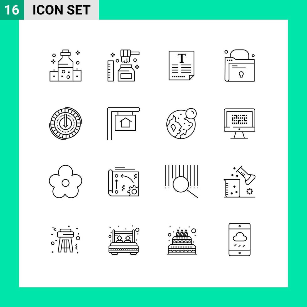 redigerbar vektor linje packa av 16 enkel konturer av bekostnad konsumtion fil låsa mapp redigerbar vektor design element