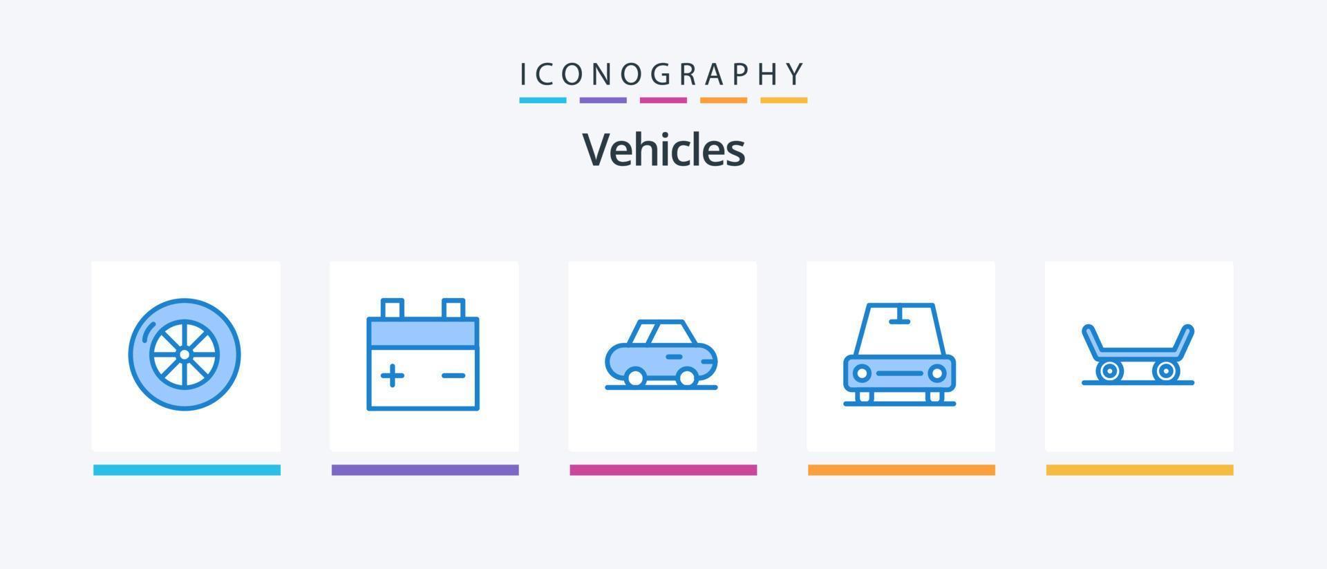 Fahrzeuge blau 5 Icon Pack inklusive . Fahrzeuge. . kreatives Symboldesign vektor