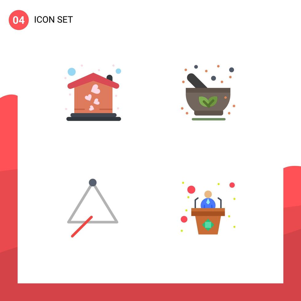 uppsättning av 4 modern ui ikoner symboler tecken för Hem instrument skål apotek ljud redigerbar vektor design element