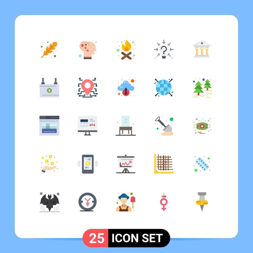 25 universelle flache Farben für Web- und mobile Anwendungen. Bauvorschläge für Lagerfeuer-Lösungsfragen editierbare Vektordesign-Elemente vektor