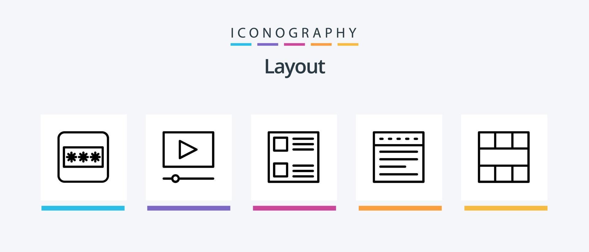 layout linje 5 ikon packa Inklusive . text fält.. kreativ ikoner design vektor