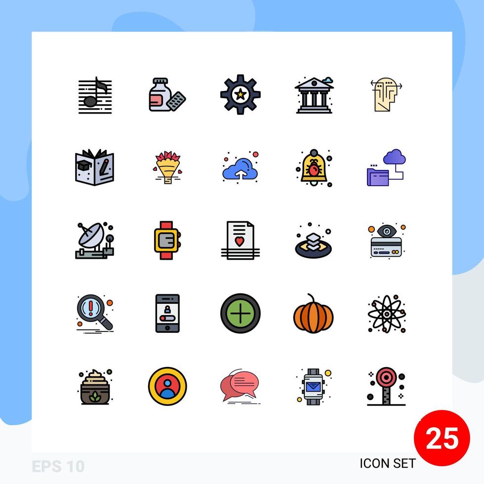modern uppsättning av 25 fylld linje platt färger pictograph av strategi Bank hr liv skicklighet redigerbar vektor design element