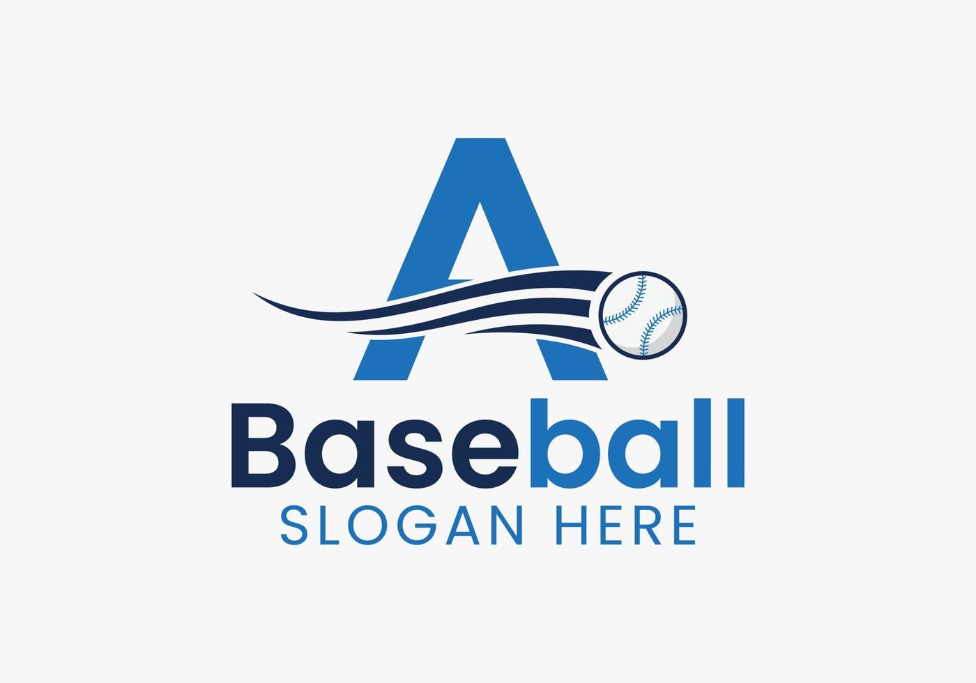 Schreiben Sie ein Baseball-Logo-Konzept mit beweglicher Baseball-Icon-Vorlage vektor