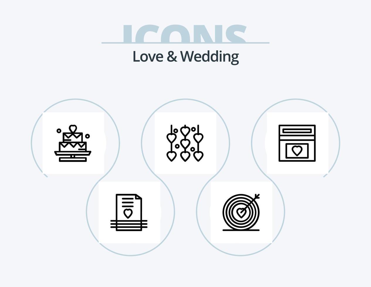 Liebe und Hochzeit Linie Icon Pack 5 Icon Design. sic. gebrochen. Hochzeit. brechen. Hochzeit vektor