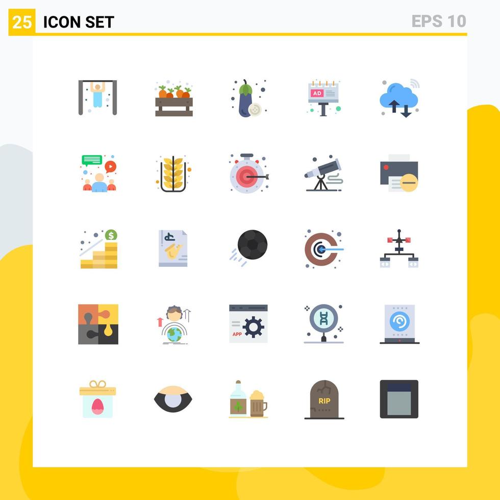 uppsättning av 25 modern ui ikoner symboler tecken för internet av saker moln mat tecken styrelse reklam redigerbar vektor design element