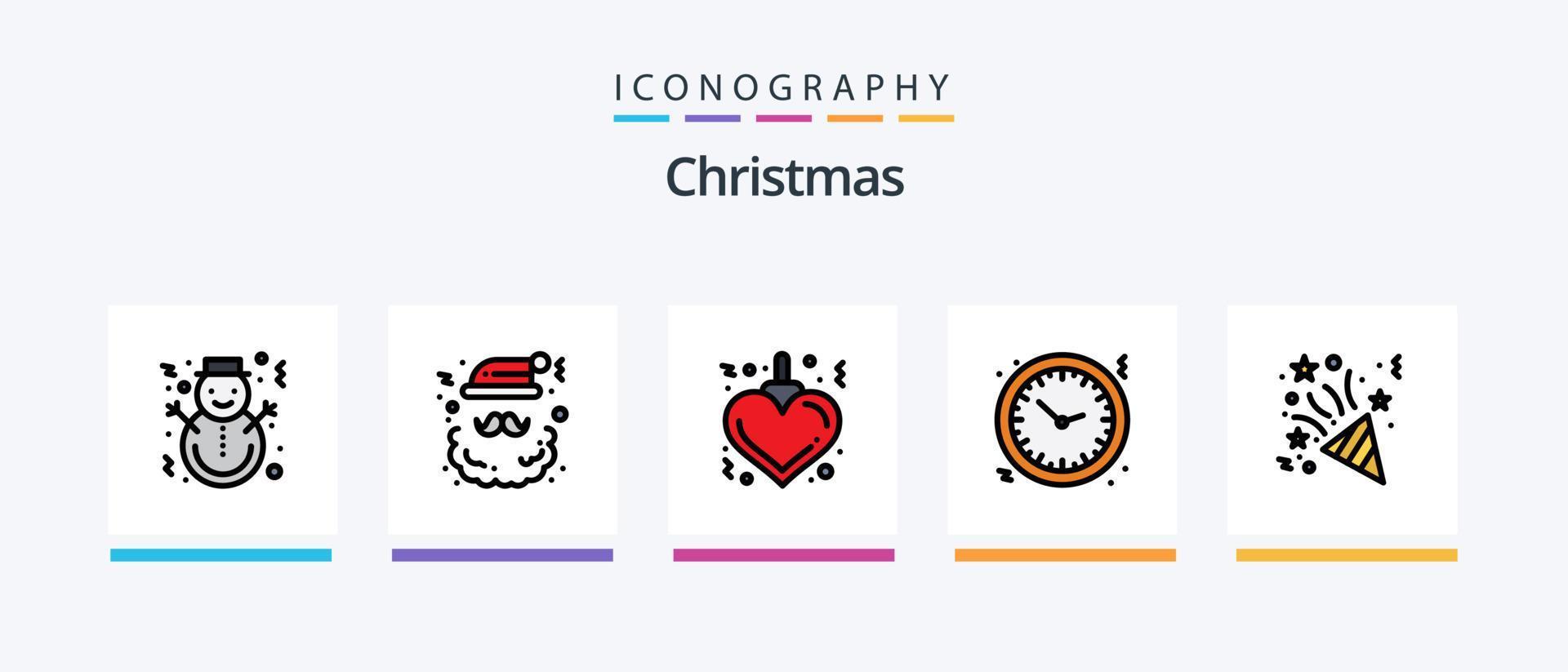 Weihnachtslinie gefüllt 5 Icon Pack inklusive Film. Kamera. Kino. Oscar. Film. kreatives Symboldesign vektor