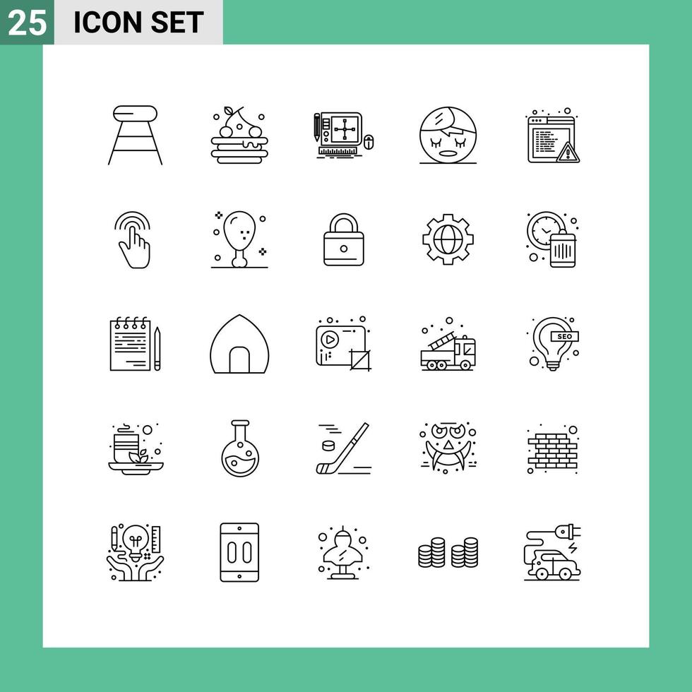 uppsättning av 25 modern ui ikoner symboler tecken för fel varna grafisk element spa redigerbar vektor design element