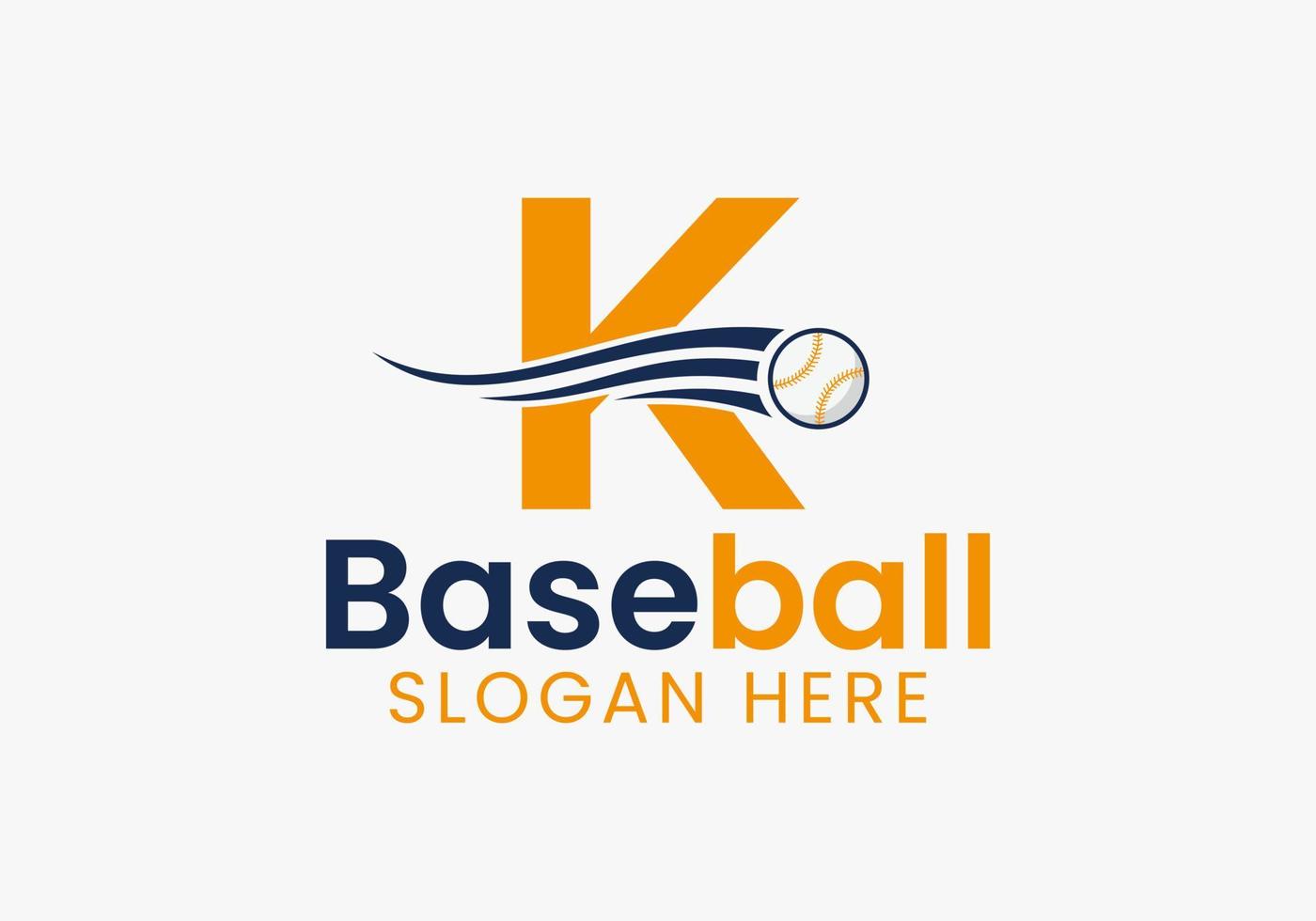 brev k baseboll logotyp begrepp med rör på sig baseboll ikon mall vektor