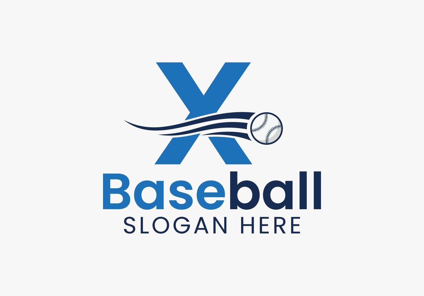 brev x baseboll logotyp begrepp med rör på sig baseboll ikon mall vektor