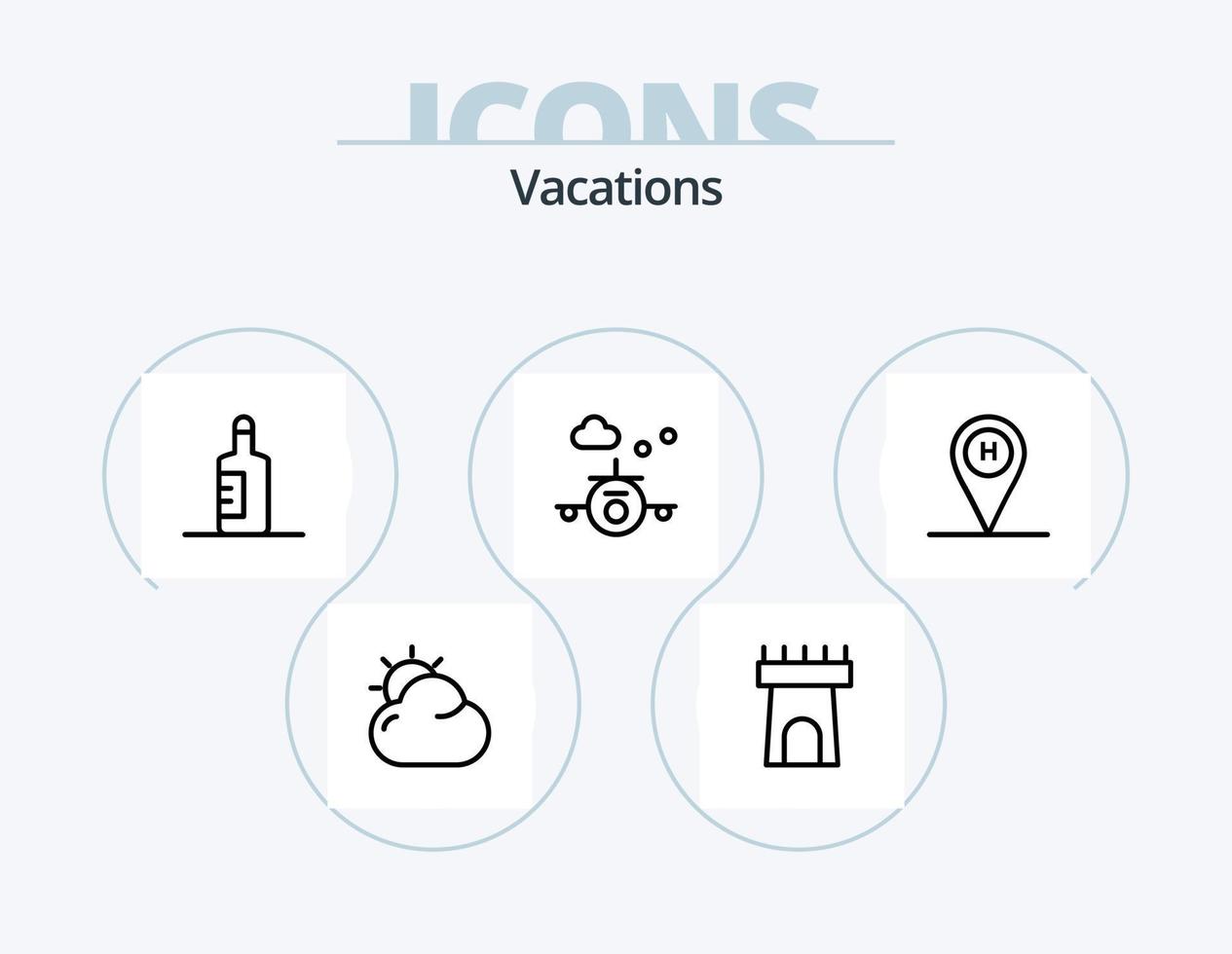Urlaub Linie Icon Pack 5 Icon Design. . Boot. Strand. Strand. Fuß vektor