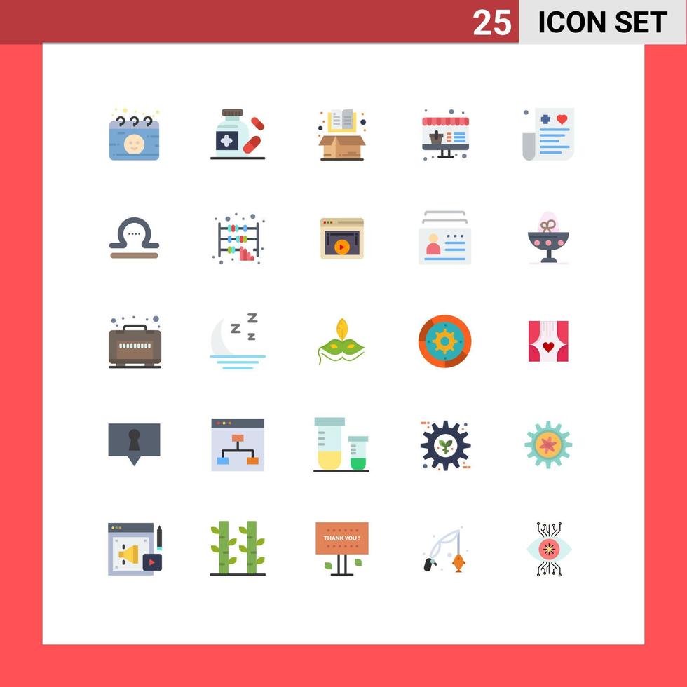 25 universell platt Färg tecken symboler av kreditera räkningen låda handla uppkopplad redigerbar vektor design element