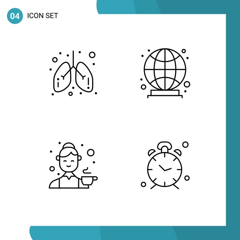 satz von 4 modernen ui symbolen symbole zeichen für pflege weibliche medizinische welt tee editierbare vektordesignelemente vektor