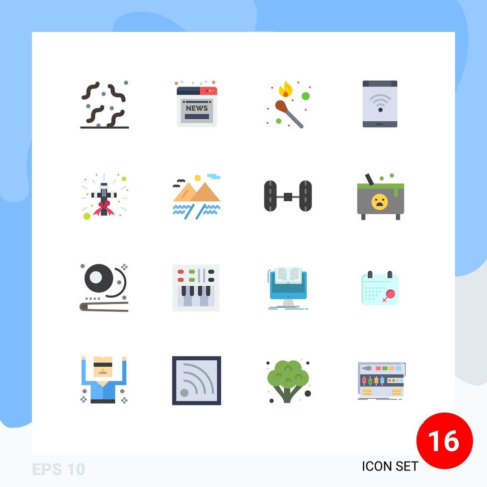 moderner satz von 16 flachen farben und symbolen wie christliche telefonfeuer netzwerkverbindung editierbares paket kreativer vektordesignelemente vektor