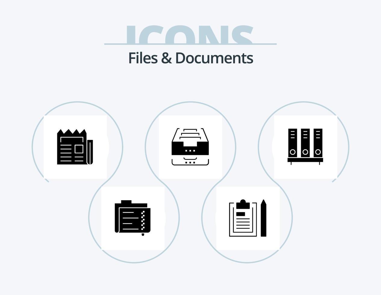filer och dokument glyf ikon packa 5 ikon design. data. arkiv. anteckningsblock. papper. nyhetsbrev vektor