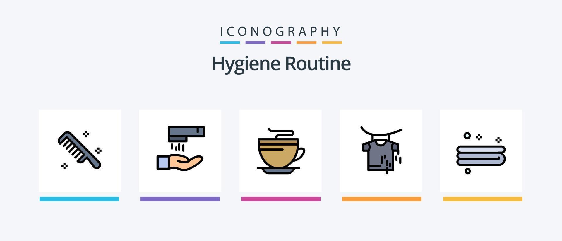 Hygiene-Routine-Linie gefüllt 5 Icon Pack inklusive. Kleider. Suppe. kreatives Symboldesign vektor