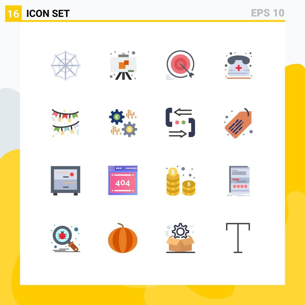 platt Färg packa av 16 universell symboler av röd rosett mål telefon kallelse redigerbar packa av kreativ vektor design element