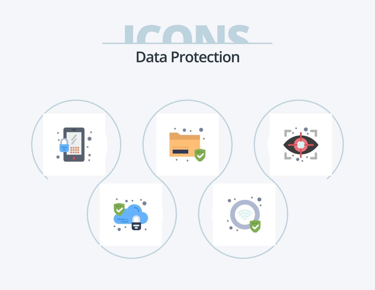 data skydd platt ikon packa 5 ikon design. . säkerhet. säkerhet. skanna. säkerhet vektor