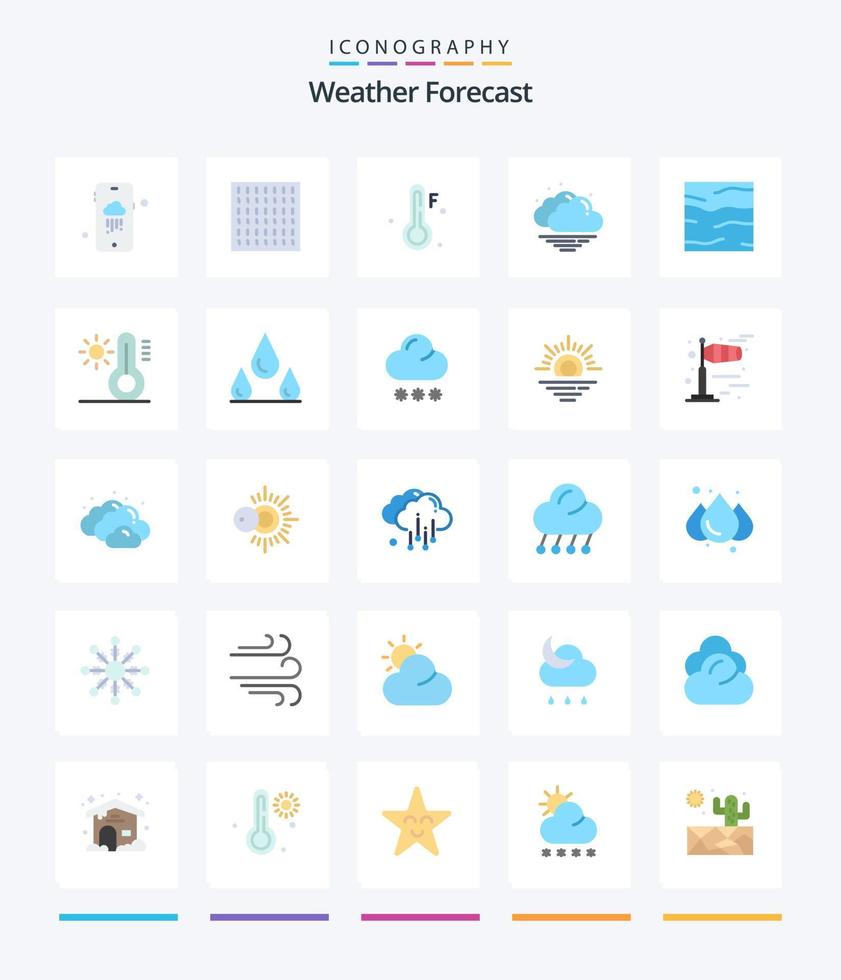 kreativ väder 25 platt ikon packa sådan som klimat. vatten. väder. hav. klimat vektor