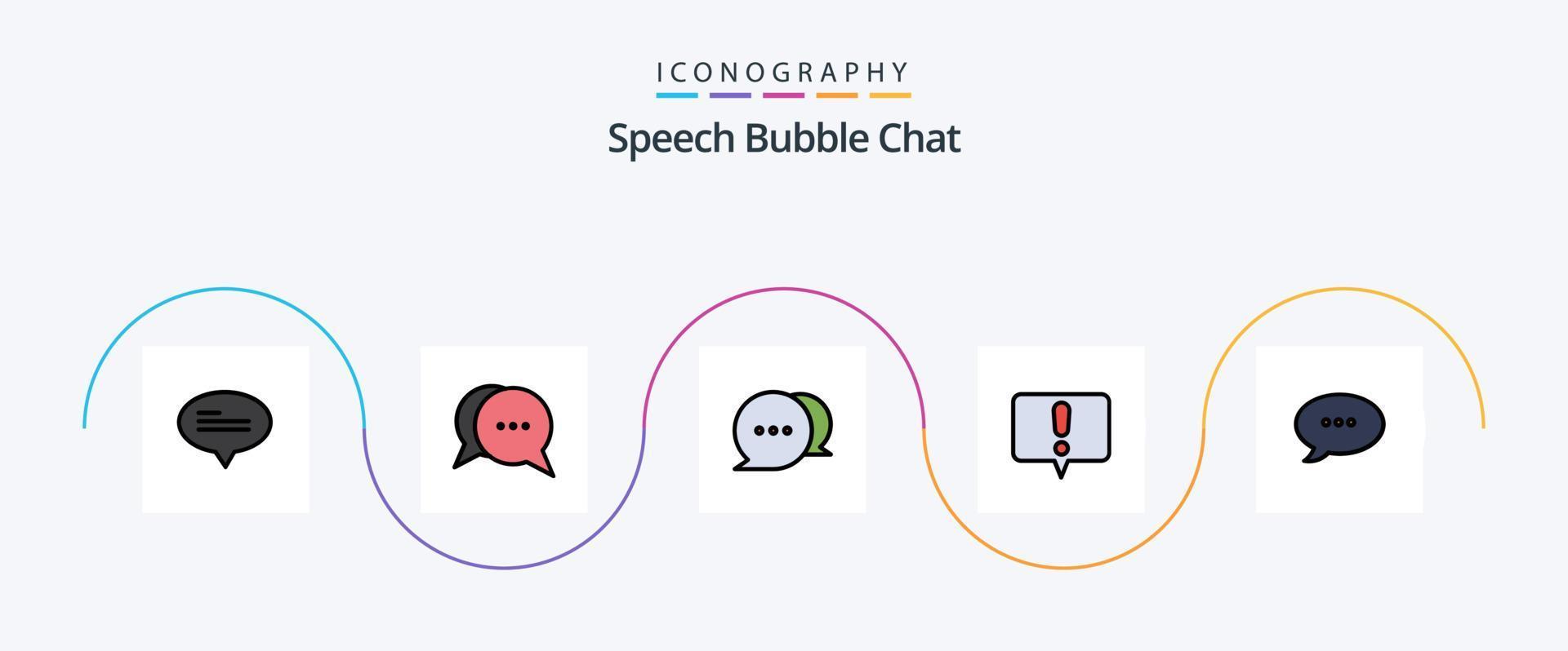 chatt linje fylld platt 5 ikon packa Inklusive . kommentar. kommunikation. chatt. prata vektor