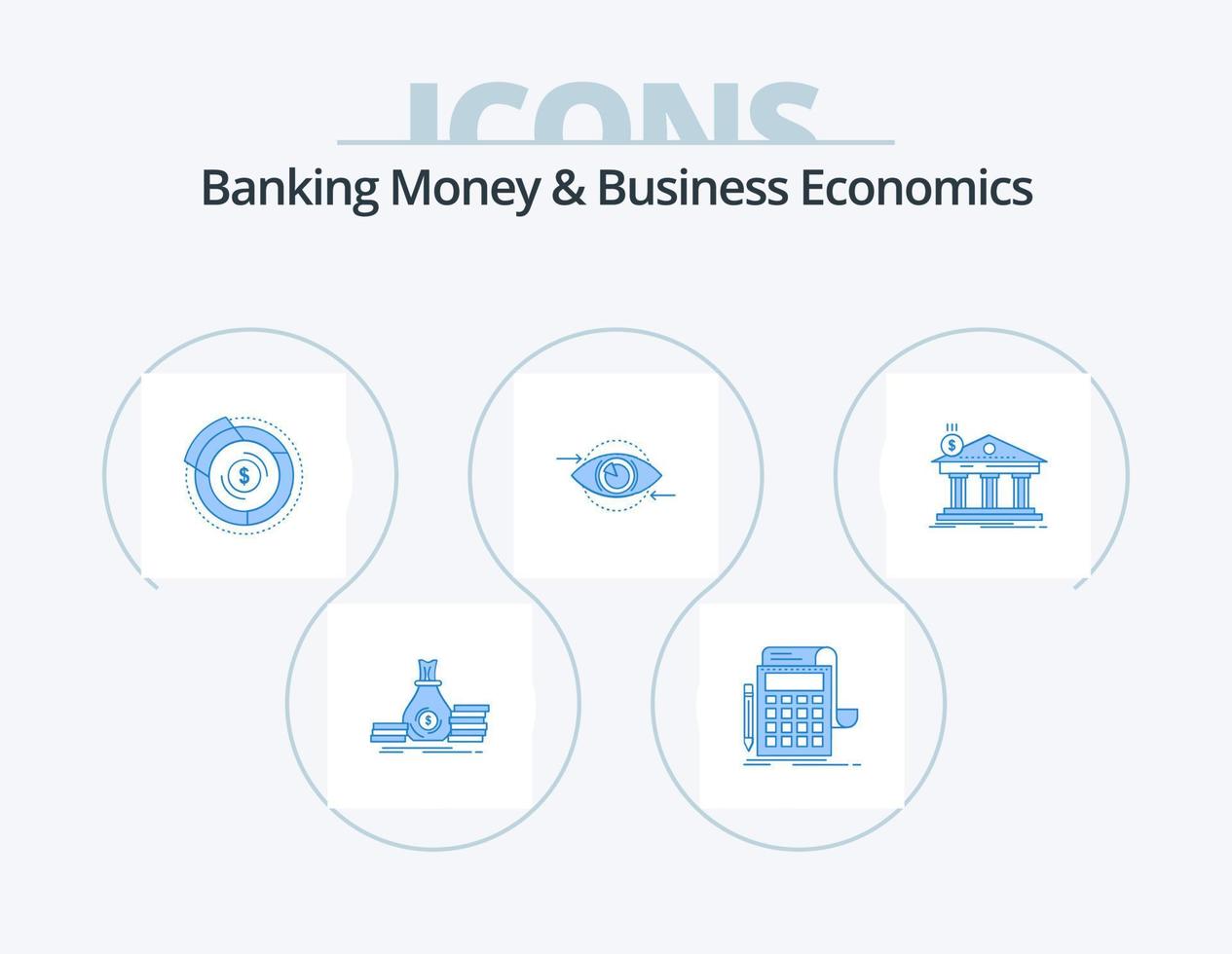 Banking Geld und Betriebswirtschaft blau Icon Pack 5 Icon Design. Marketing. Unternehmen. Berechnung. Graph. Diagramm vektor