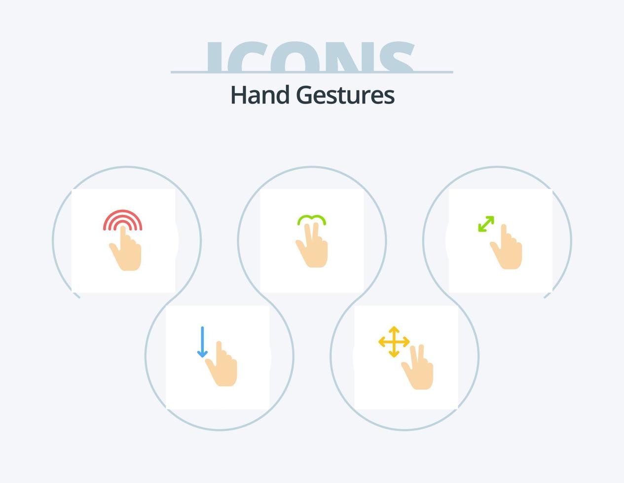 Handgesten flach Icon Pack 5 Icon Design. Tab. Handy, Mobiltelefon. Finger. Hand. klopfen vektor