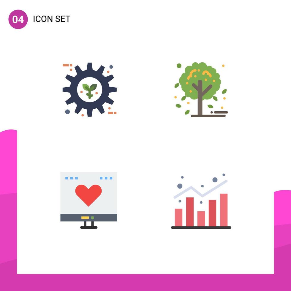 uppsättning av 4 kommersiell platt ikoner packa för eco finansiera preferens blad kärlek redigerbar vektor design element
