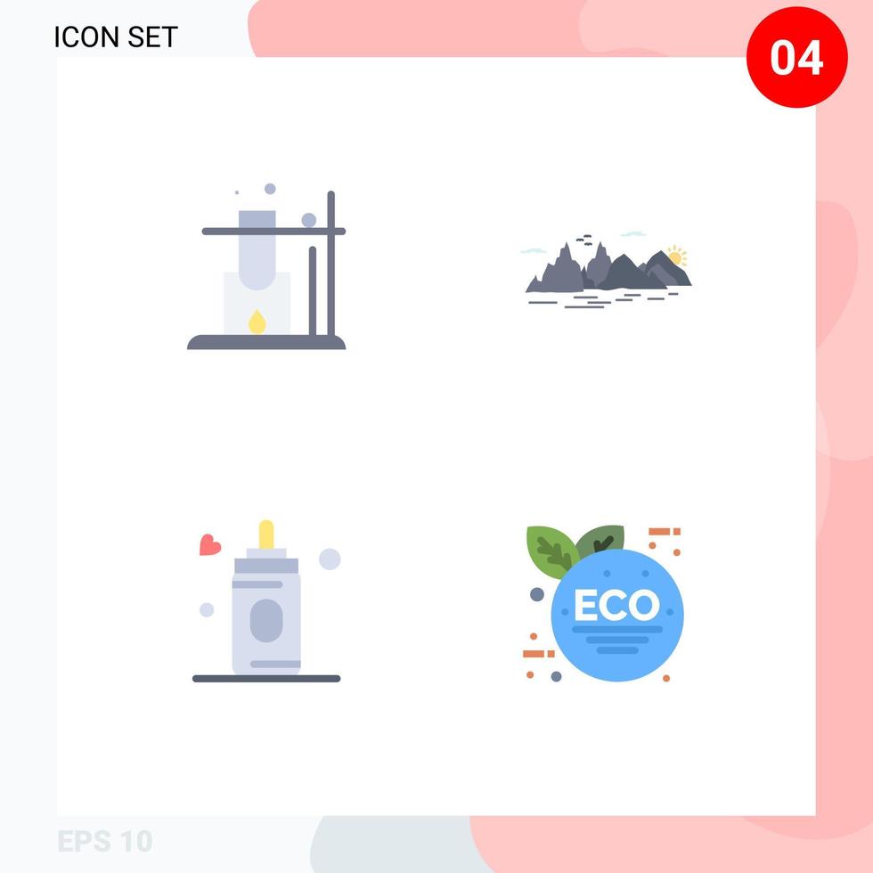 universelle Symbolsymbole Gruppe von 4 modernen flachen Symbolen wie Baby Berg Natur Öko grün editierbare Vektordesign-Elemente vektor