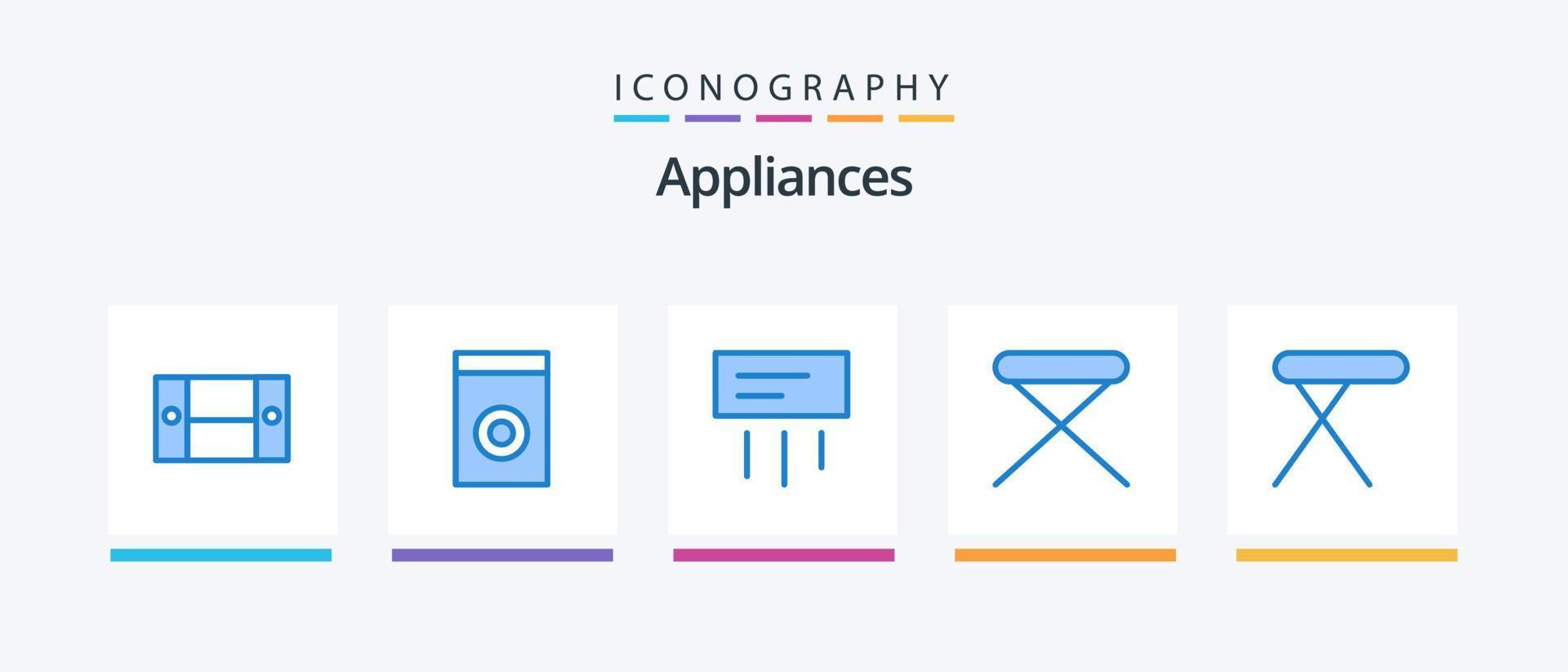 apparater blå 5 ikon packa Inklusive Hem. interiör. balsam. hushåll. möbel. kreativ ikoner design vektor