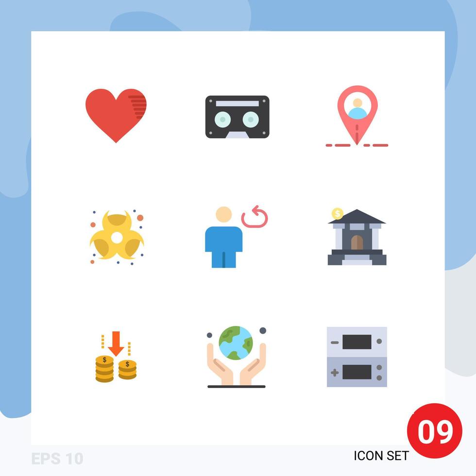 redigerbar vektor linje packa av 9 enkel platt färger av avatar kemisk musik biohazard användare redigerbar vektor design element
