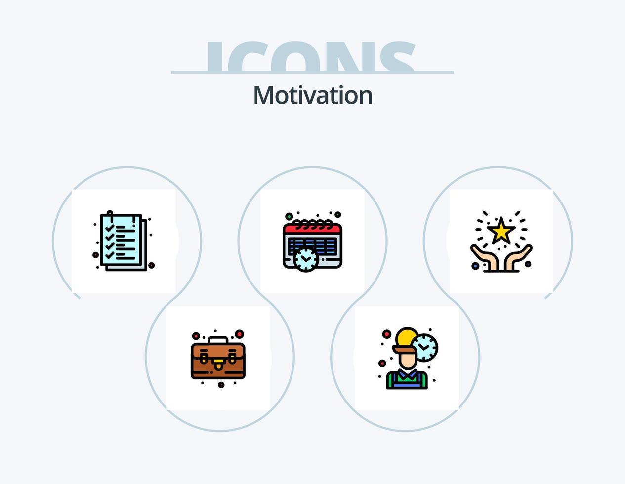 Motivationslinie gefüllt Icon Pack 5 Icon Design. . Ziel. Stern. Pfeil. Motivation vektor