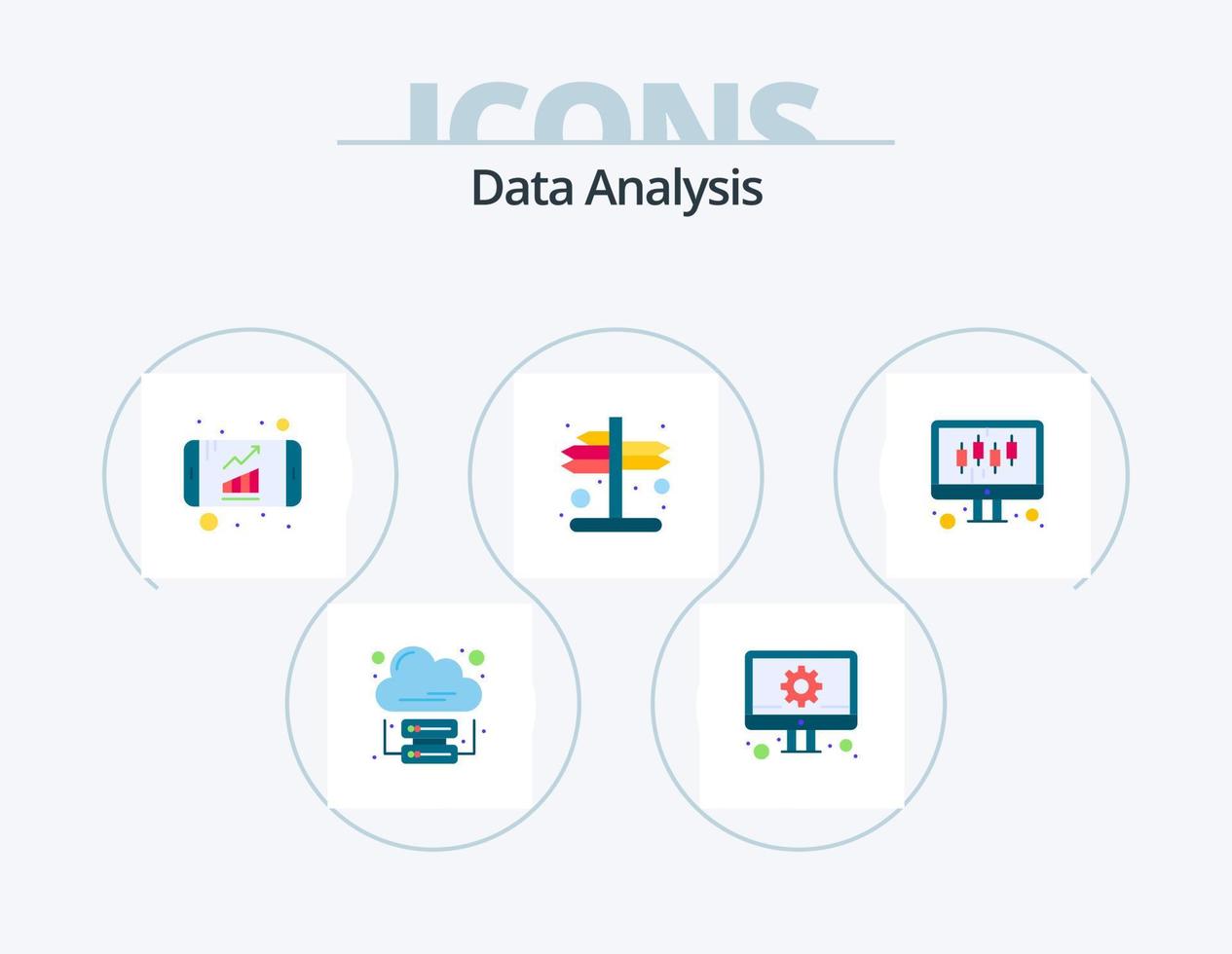 data analys platt ikon packa 5 ikon design. data. höger. analyser. navigering. indikator vektor