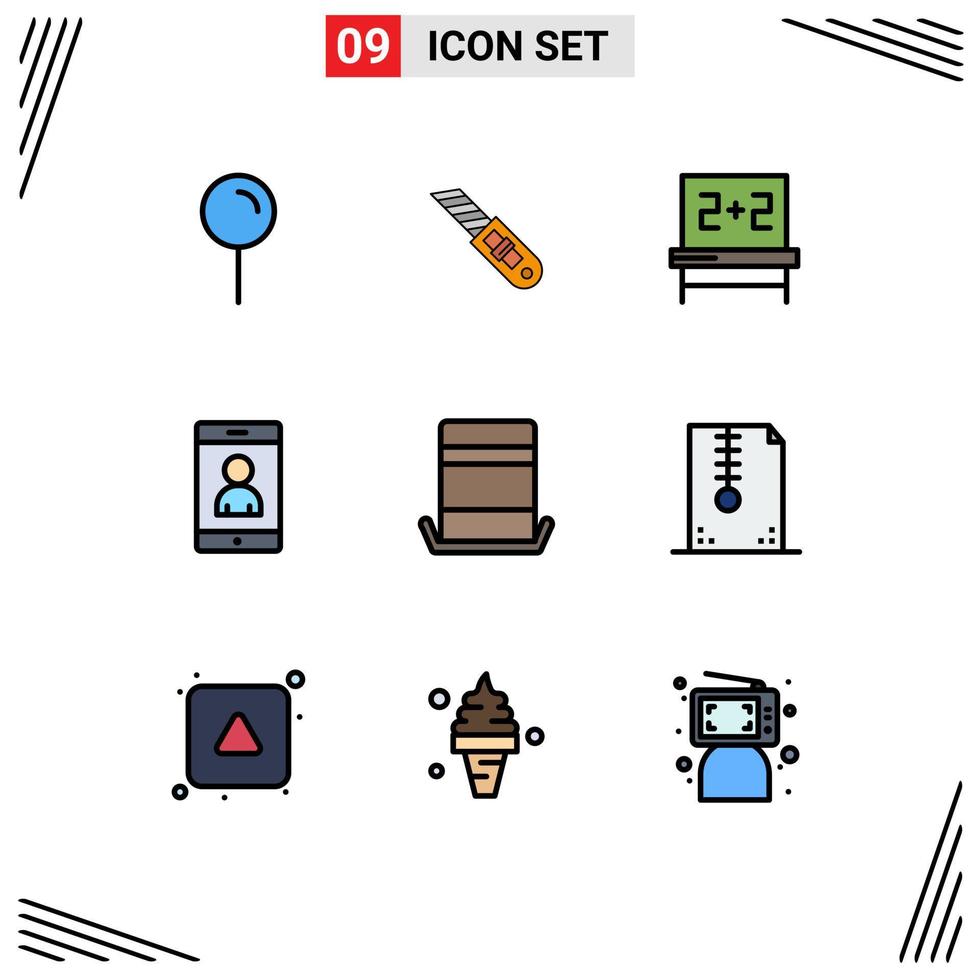 uppsättning av 9 modern ui ikoner symboler tecken för topp hatt hatt svarta tavlan mode cell redigerbar vektor design element