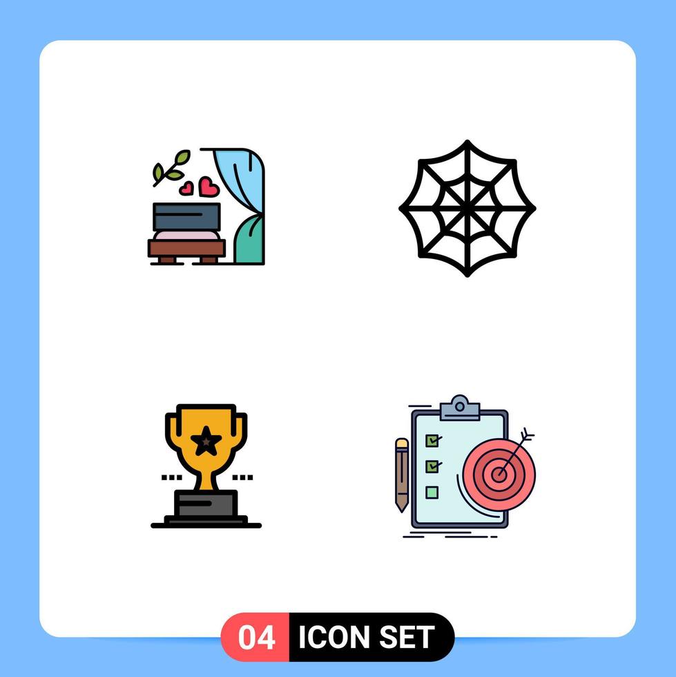 4 universelle gefüllte flache Farbzeichen Symbole der Bogenpreis-Hochzeitsbogen-Webziele editierbare Vektordesign-Elemente vektor