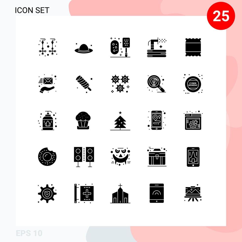 universell ikon symboler grupp av 25 modern fast glyfer av layout sommar bad slang spola redigerbar vektor design element