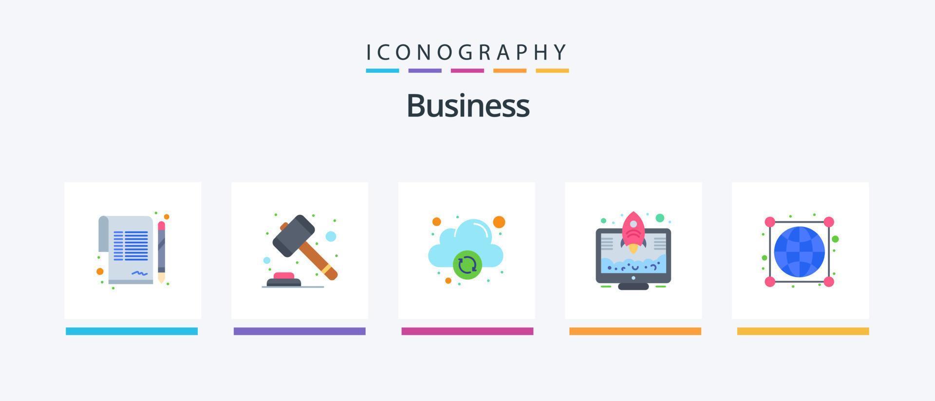 företag platt 5 ikon packa Inklusive över hela världen. jorden. moln. raket. lansera. kreativ ikoner design vektor