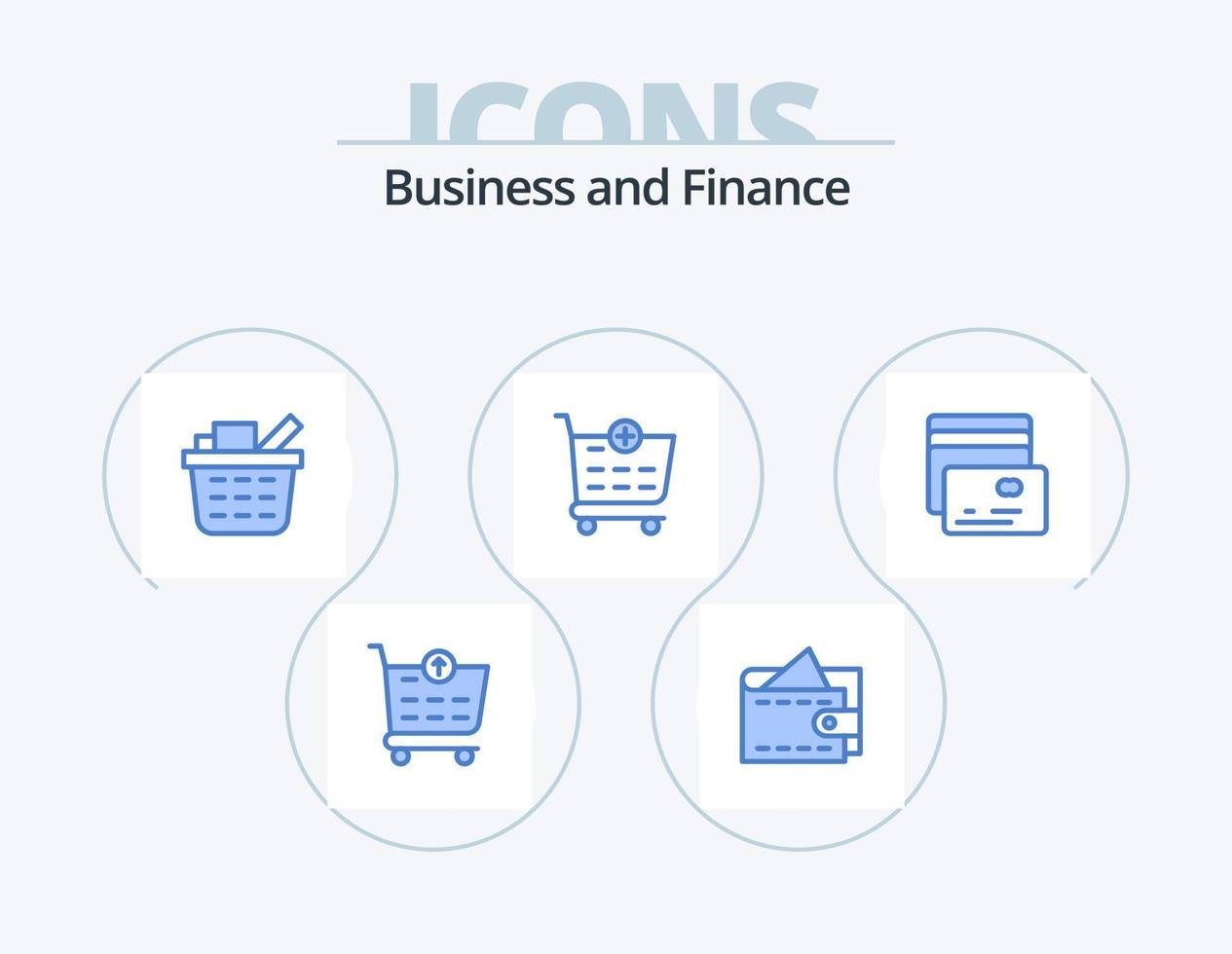 finanzieren blaues Icon Pack 5 Icon Design. . . Einkaufswagen. Zahlen. Karte vektor