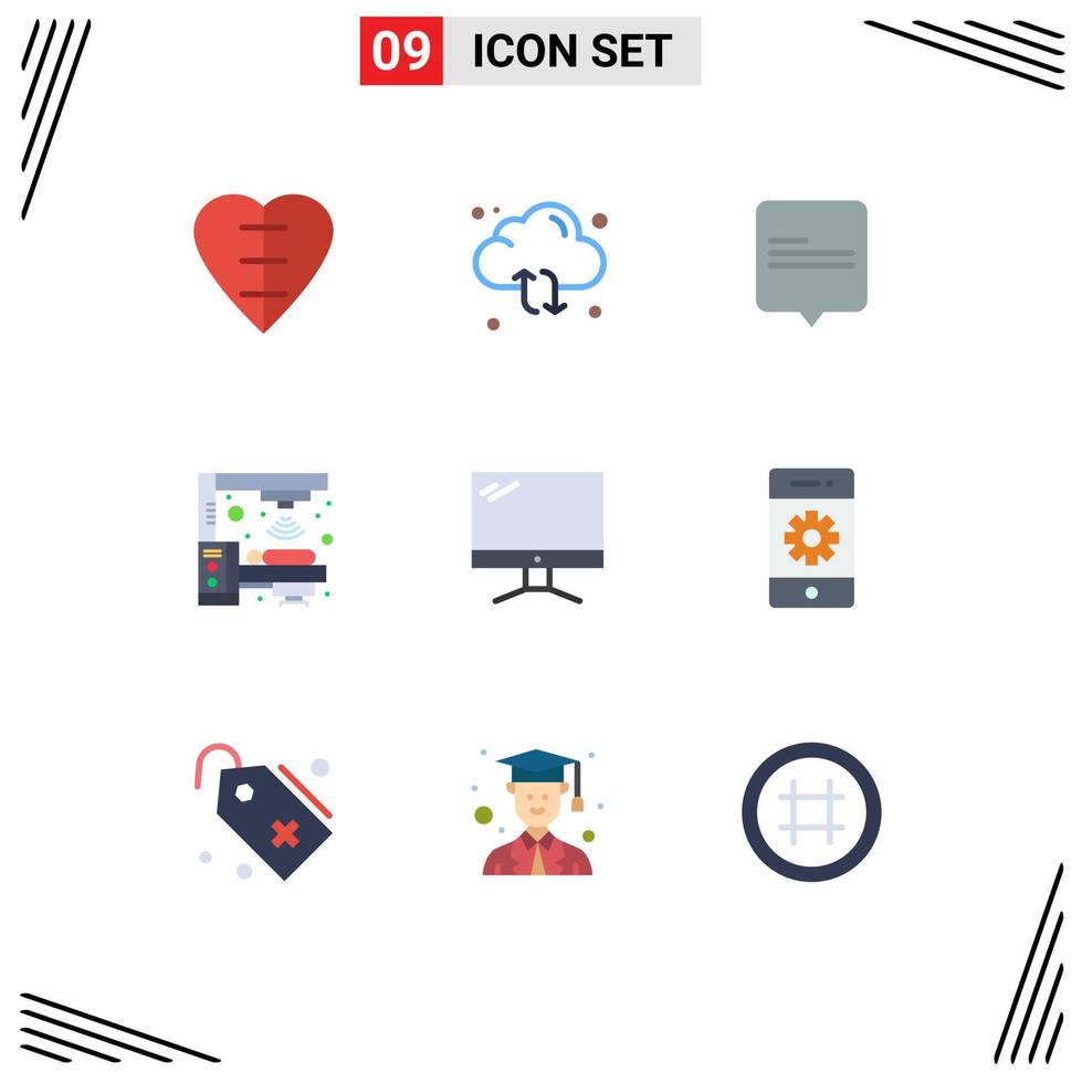 satz von 9 modernen ui-symbolen symbole zeichen für monitor scanner reload strahlungsmaschine editierbare vektordesignelemente vektor