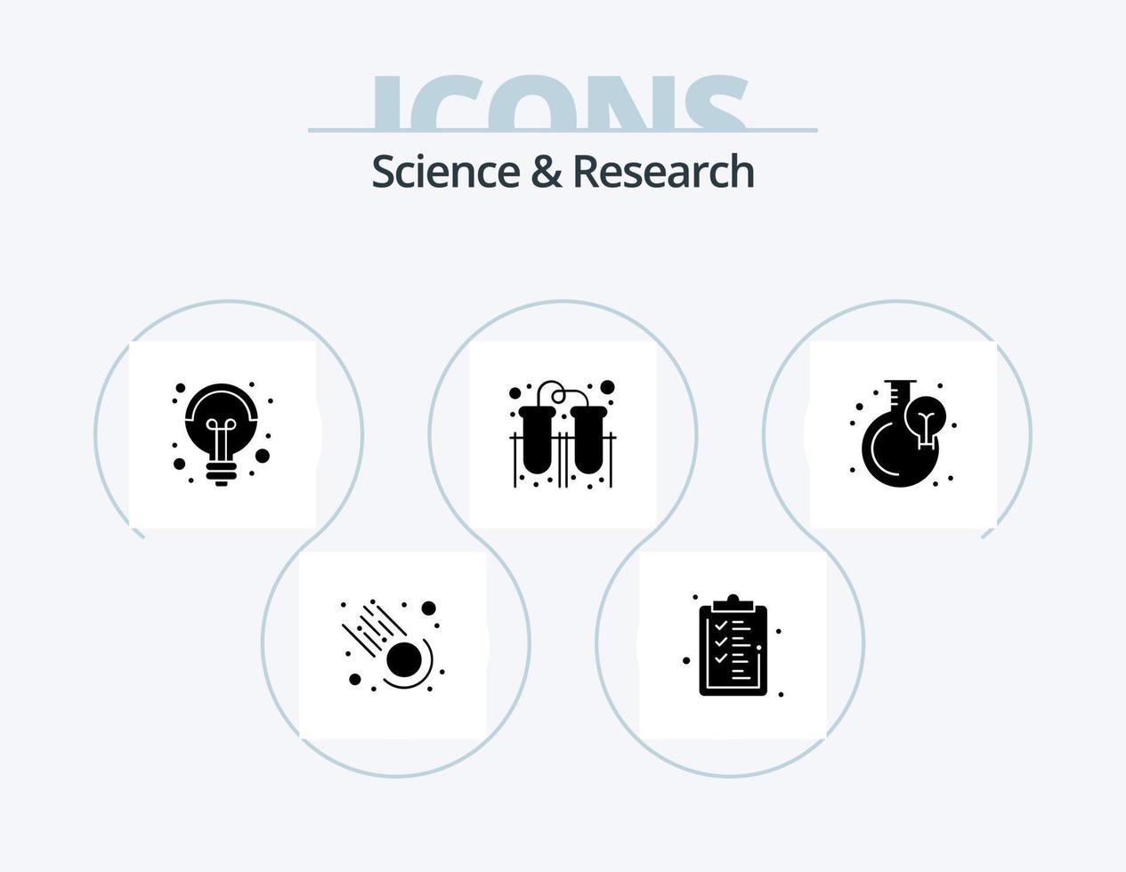 vetenskap glyf ikon packa 5 ikon design. blub. tillväxt. vetenskap. förbindelse. laboratorium vektor