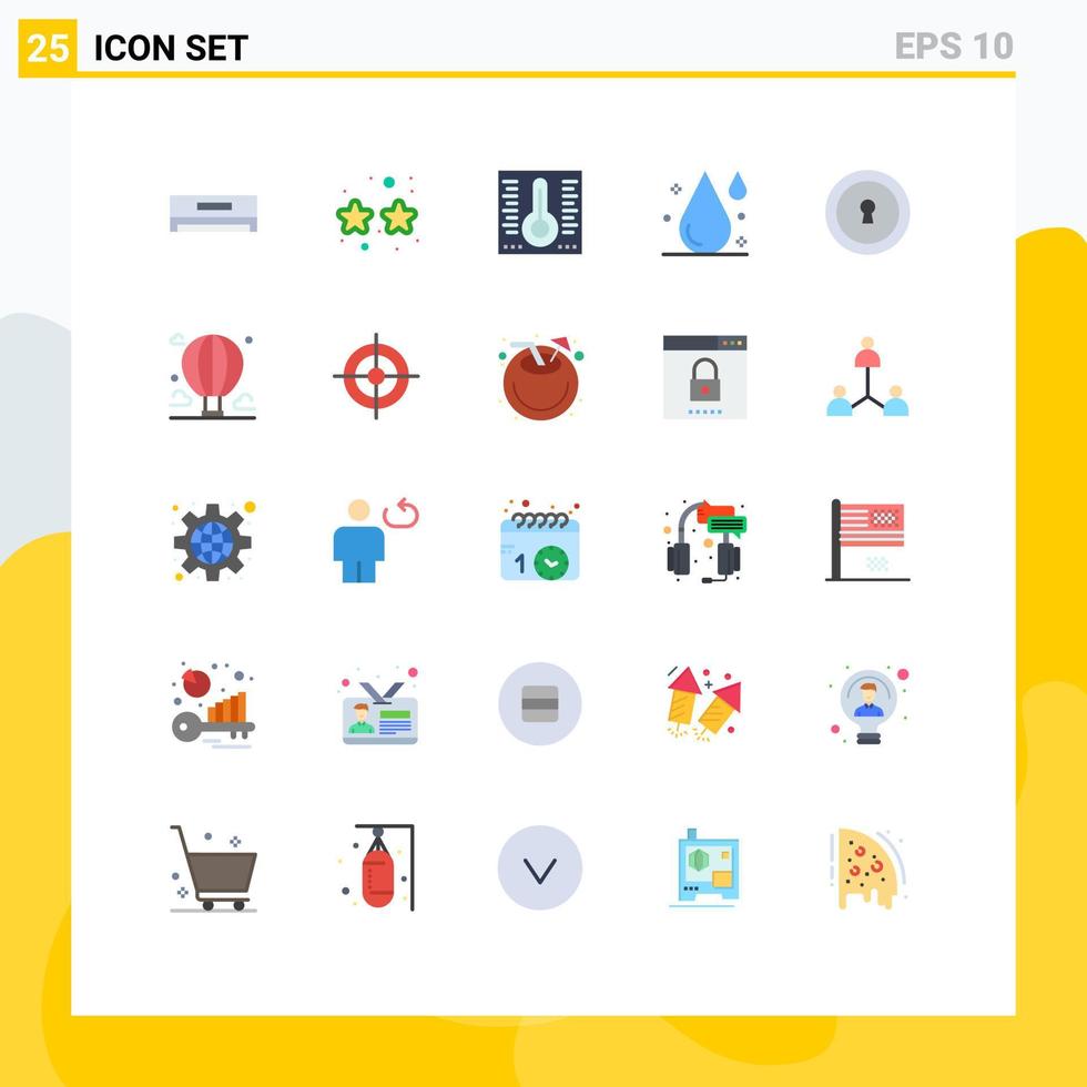 piktogrammsatz von 25 einfachen flachen farben geheimer schlüsselloch-quecksilberwassergetränke editierbare vektordesignelemente vektor