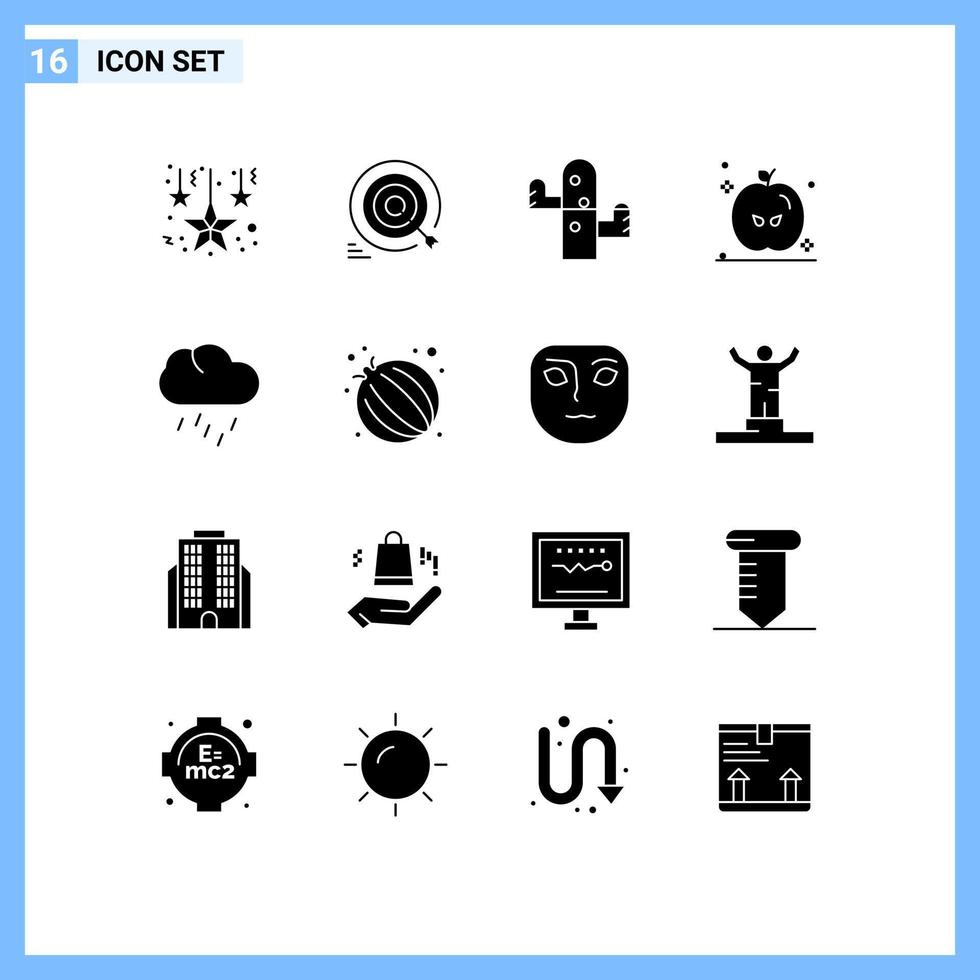 piktogram uppsättning av 16 enkel fast glyfer av säsong natur kaktus Kalkon Semester redigerbar vektor design element