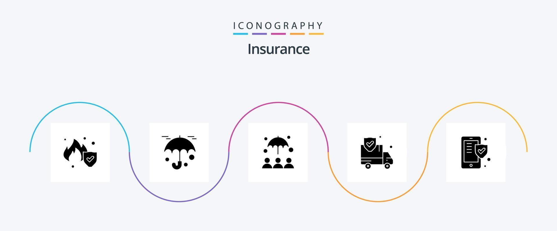försäkring glyf 5 ikon packa Inklusive . säkerhet. säkerhet vektor