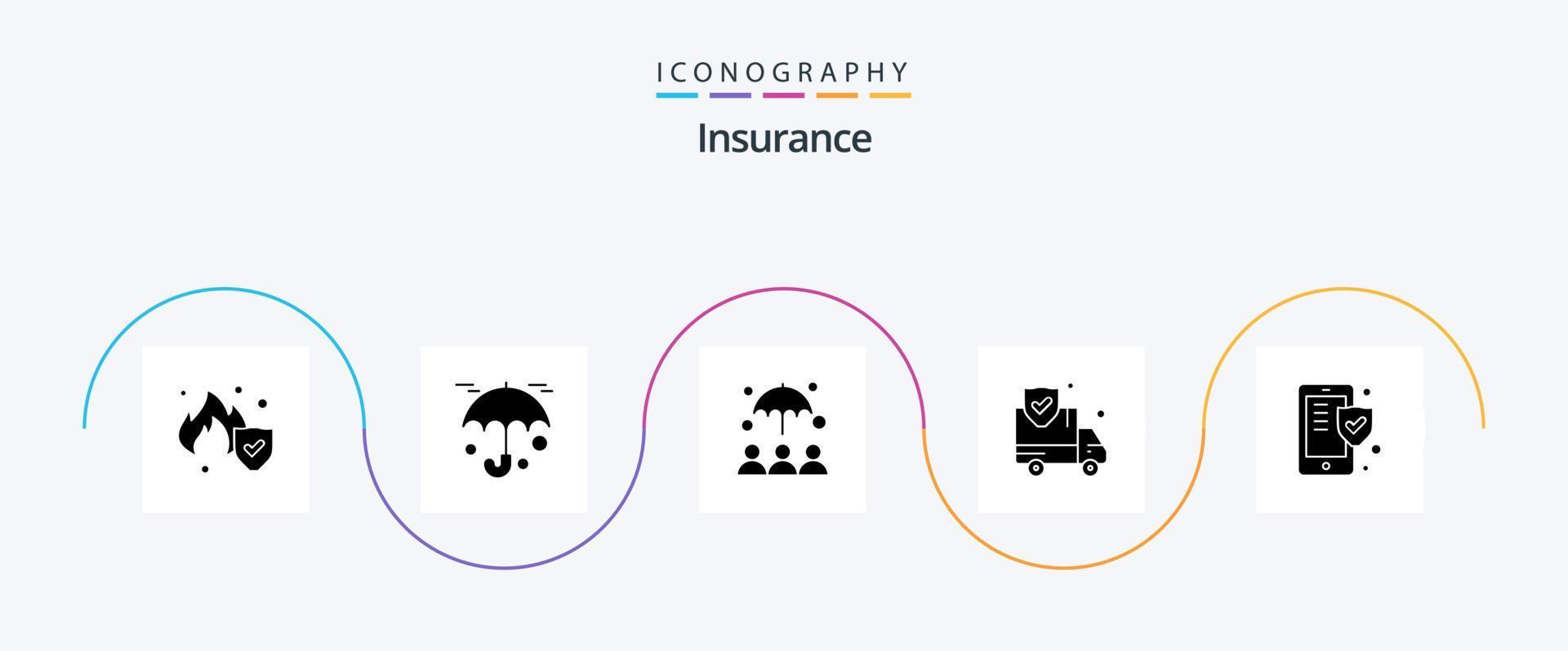 Insurance Glyph 5 Icon Pack inklusive . Sicherheit. Sicherheit vektor