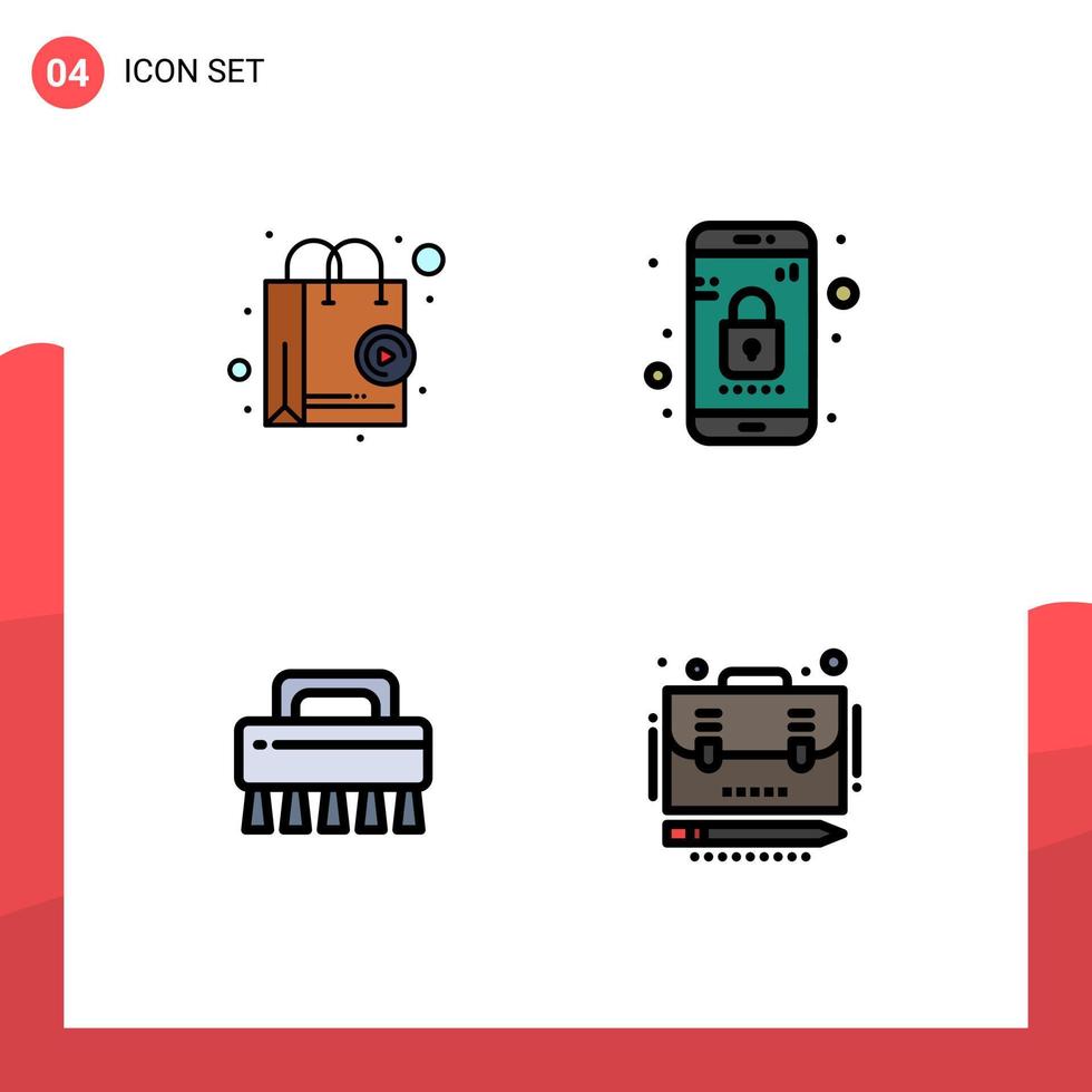 satz von 4 modernen ui symbolen symbole zeichen für shop app reinigung einkaufen mobile business editierbare vektordesignelemente vektor